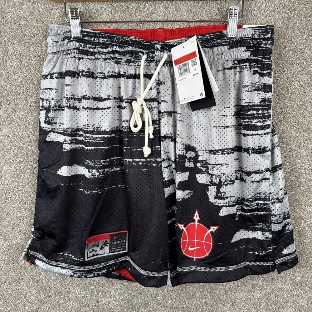 Nike Mens Size Large Basketball Reversible Shorts Black Red White DV9607-010 NEW